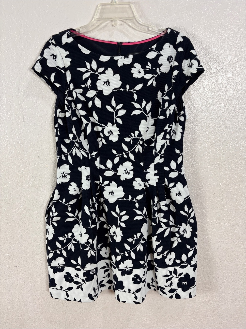 Jessica Howard,Size 10P,women’s dark blue and White Floral Fit-and-Flare Dress